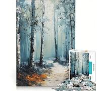 Puzzle da 1000 pezzi per adolescenti con dipinto di un sentiero nella foresta invernale giocattolo decorativo da parete per divertimento in famiglia per rafforzare l'amore tra le coppie 50x75cm