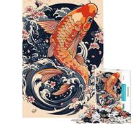 Puzzle da 1000 pezzi per adolescenti con disegno di tatuaggio di pesce koi Puzzle per adulti giochi rilassanti migliorano la memoria e sono attività divertenti da fare a casa (dimensioni 38x52cm)