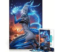 Puzzle da 1000 pezzi per adolescenti con drago blu e donna,disegno dai bordi precisi,gioco di logica,divertimento rilassante,regalo artistico di Natale 38x52cm
