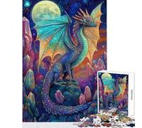 Puzzle da 1000 pezzi per adolescenti con drago nel mondo di cristallo gioco rilassante per migliorare la memoria decorazione da parete compleanno e Natale (38x26cm)