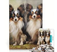 Puzzle da 1000 pezzi per adolescenti con due cani Papillon gioco per famiglie decorazione da parete per rafforzare l'amore tra le coppie 38x52cm