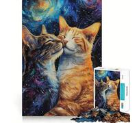 Puzzle da 1000 pezzi per adolescenti con due gatti innamorati, gioco di incastro preciso, sfida mentale, divertimento rilassante, scena natalizia (38x26cm)