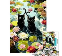 Puzzle da 1000 pezzi per adolescenti con due gatti neri ideale per compleanni e Natale Gioco difficile per famiglie dai 14 anni in su (38x26cm)