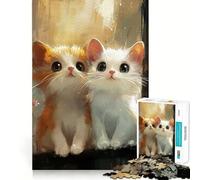 Puzzle da 1000 pezzi per adolescenti con due gattini carini, intagli precisi, gioco divertente per allenare la concentrazione e creare un'atmosfera rilassante, regalo di Natale (38x52cm)