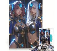 Puzzle da 1000 pezzi per adolescenti con due guerriere anime ideale per videogiochi e relax antistress compleanno e Natale 38x52cm