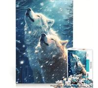 Puzzle da 1000 pezzi per adolescenti con due lupi ululanti gioco per famiglie decorazione da parete per rafforzare l'amore tra le coppie 50x75cm