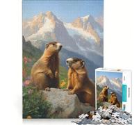 Puzzle da 1000 pezzi per adolescenti con due marmotte in un paesaggio montano gioco per famiglie decorazione da parete per rafforzare l'amore tra le coppie 38x52cm