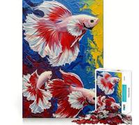Puzzle da 1000 pezzi per adolescenti con due pesci Betta, disegno finemente ritagliato, arte per allenare la concentrazione, divertente gioco per i momenti di tranquillità, regalo di Natale (50x75cm)