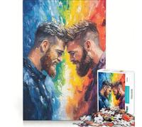 Puzzle da 1000 pezzi per adolescenti con due uomini che si toccano la fronte gioco per famiglie decorazione da parete per rafforzare l'amore tra le coppie 38x52cm