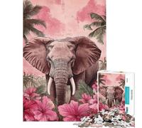 Puzzle da 1000 pezzi per adolescenti con elefante in un paradiso tropicale puzzle per adulti giocattolo fai da te ideale per passare il tempo in casa regalo per amici e familiari (dimensioni 38x26cm)