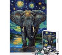 Puzzle da 1000 pezzi per adolescenti con elefante sotto un cielo stellato Puzzle rilassante difficile stimolante per la mente (dimensioni 38x52cm)