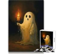 Puzzle da 1000 pezzi per adolescenti con fantasma che tiene una candela al buio, dipinto con un bellissimo design, gioco per migliorare la memoria, regalo di compleanno, dimensioni 38x26cm