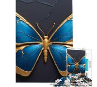 Puzzle da 1000 pezzi per adolescenti con farfalle blu e oro su sfondo scuro Gioco pratico che stimola l'intelligenza e crea dipendenza Ottimo regalo per donne (dimensioni 50x75cm)