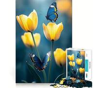 Puzzle da 1000 pezzi per adolescenti con farfalle e tulipani,intagli precisi,gioco divertente per allenare la concentrazione e creare un'atmosfera rilassante,ideale come regalo di Natale (38x26cm)