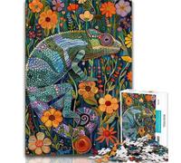 Puzzle da 1000 pezzi per adolescenti con fiori colorati e camaleonti regali per adolescenti gioco educativo per compleanni e Natale per ragazzi di 14 anni (50x75cm)