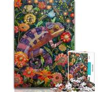 Puzzle da 1000 pezzi per adolescenti con fiori colorati e camaleonti regali per adolescenti gioco educativo per compleanni e Natale per ragazzi di 14 anni (38x26cm)
