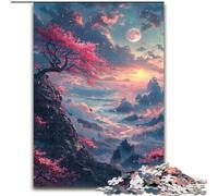 Puzzle da 1000 pezzi per adolescenti con fiori di ciliegio sulla scogliera, antistress, regalo divertente per trascorrere il tempo in casa (26x38cm)