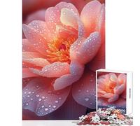 Puzzle da 1000 pezzi per adolescenti con fiori di peonia rosa baciati dalla rugiada giocattolo decorazione da parete regalo di compleanno gioco pratico interessante riduzione dello stress38x26cm