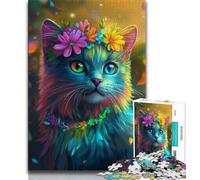 Puzzle da 1000 pezzi per adolescenti con fiori e gatti, difficili da completare ma divertenti e divertenti, regali unici per compleanni (75x50cm)