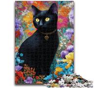 Puzzle da 1000 pezzi per adolescenti con fiori e gatto nero, puzzle da 1000 pezzi, giocattolo educativo antistress, ottimi regali e giocattoli (75x50cm)