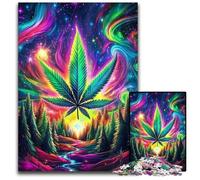 Puzzle da 1000 pezzi per adolescenti con foglie psichedeliche colorate, puzzle in legno, interessante riduzione dello stress, idee regalo per 14+ anni, 50X75cm
