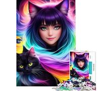 Puzzle da 1000 pezzi per adolescenti con gatti anime pelosi attività divertenti da fare a casa decorazione perfetta gioco rompicapo adatto a persone dai 14 anni in su (38x52cm)