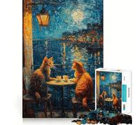Puzzle da 1000 pezzi per adolescenti con gatti,caffè,appuntamento,incastro perfetto,arte,concentrazione mentale,gioco per il tempo libero,regalo di Natale (38x26cm)