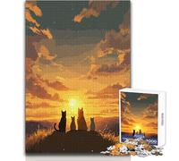 Puzzle da 1000 pezzi per adolescenti con gatti che guardano il tramonto, paesaggio dipinto, rompicapo, giochi per famiglie, idee regalo per la casa, dimensioni 50x75cm