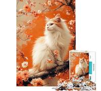 Puzzle da 1000 pezzi per adolescenti con gatti e fiori di ciliegio giochi divertenti e antistress regali di Natale e compleanno (dimensioni 50x75cm)