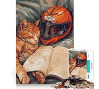 Puzzle da 1000 pezzi per adolescenti con gatti,libri e biciclette,libro,taglio preciso,arte,concentrazione,gioco divertente,relax,regalo di compleanno (50x75cm)