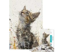 Puzzle da 1000 pezzi per adolescenti con gattini che guardano verso l'alto puzzle per adulti giochi per famiglie ideale per le vacanze a casa un gioco stimolante e un regalo (dimensioni 50x75cm)