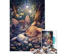 Puzzle da 1000 pezzi per adolescenti con gattini e coniglietti addormentati puzzle per adulti gioco per famiglie divertente e spiritoso attività divertenti da fare a casa (dimensioni 50x75cm)