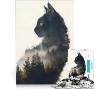 Puzzle da 1000 pezzi per adolescenti con gatto a doppia esposizione, gioco divertente, allena la mente e la mano, migliora l'amore tra le coppie 38x52cm