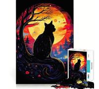 Puzzle da 1000 pezzi per adolescenti con gatto al chiaro di luna,disegno finemente ritagliato,allenamento della concentrazione,gioco divertente per i momenti di tranquillità,regalo di Natale (50x75cm)