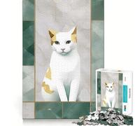 Puzzle da 1000 pezzi per adolescenti con gatto astratto e decorazioni dorate,gioco di incastro preciso,sfida mentale,giocattolo per momenti di relax e divertimento,scena natalizia (38x26cm)