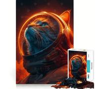 Puzzle da 1000 pezzi per adolescenti con gatto astronauta,bordo pulito,gioco rompicapo cognitivo,gioco di ozio,regalo di Natale (38x52cm)