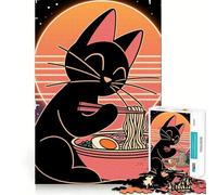 Puzzle da 1000 pezzi per adolescenti con gatto che mangia ramen,gioco dai bordi puliti,rompicapo cognitivo,gioco di ozio,regalo di Natale (38x52cm)