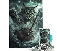 Puzzle da 1000 pezzi per adolescenti con gatto e nave tempesta ideale come regalo di compleanno o di Natale per donne Giocattolo fai da te per maggiori di 14 anni (50x75cm)