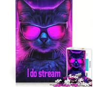 Puzzle da 1000 pezzi per adolescenti con gatto e stendardo, gioco divertente, allena la mente e la mano, migliora l'amore tra le coppie 38x26cm