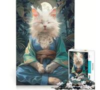 Puzzle da 1000 pezzi per adolescenti con gatto, monaco, meditazione e misticismo, giocattolo decorativo da parete, decorazione per la casa, ideale per compleanno e Natale 38x26cm