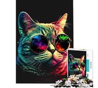 Puzzle da 1000 pezzi per adolescenti con gatto NERD al neon gioco educativo e stimolante per l'intelletto ideale come regalo di compleanno (dimensioni 38x52cm)