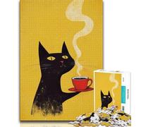 Puzzle da 1000 pezzi per adolescenti con gatto nero, arte astratta, giocattolo educativo intellettuale decomprimente, regali di Babbo Natale segreto, 38x26cm