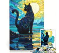 Puzzle da 1000 pezzi per adolescenti con gatto nero e alba decorazione da parete regalo di compleanno ideale per rafforzare l'amore tra le coppie 38x26cm