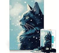 Puzzle da 1000 pezzi per adolescenti con gatto,neve,inverno,pixel art,design pulito,puzzle logico,gioco per il tempo libero,regalo di compleanno (38x26cm)