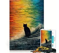 Puzzle da 1000 pezzi per adolescenti con gatto,onda,spaccatura,taglio netto,puzzle logico,gioco di svago,regalo di compleanno (38x26cm)