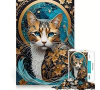 Puzzle da 1000 pezzi per adolescenti con gatto,tecnica Kintsugi,intagli precisi,arte,allenamento della concentrazione,gioco divertente per i momenti di tranquillità,regalo di Natale (38x26cm)