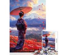 Puzzle da 1000 pezzi per adolescenti con geisha che guarda il Fuji giochi per famiglie divertimento in famiglia giocattoli antistress per migliorare l'amore tra le coppie (50x75cm)