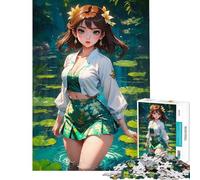 Puzzle da 1000 pezzi per adolescenti con gigli e una bellezza bruna puzzle per adulti antistress sfida educativa impegnativa (dimensioni 50x75cm)