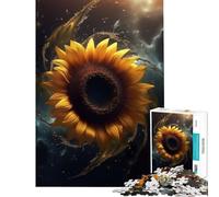 Puzzle da 1000 pezzi per adolescenti con girasole buco nero e spazio gioco educativo sfida gioco rilassante regalo per donne ottimo regalo (dimensioni 38x26cm)
