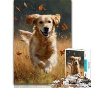 Puzzle da 1000 pezzi per adolescenti con Golden Retriever che corre, giocattoli, giochi educativi, antistress, regali unici per compleanni e compleanni, 38x26cm